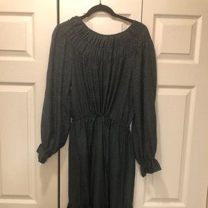 A New Day Long Sleeve Green Ruffle Midi Dress